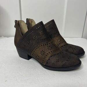 JBU By Jambu Boots Womens 6.5 M Sylvie Ankle Booties Heels Brown Leather Pull On